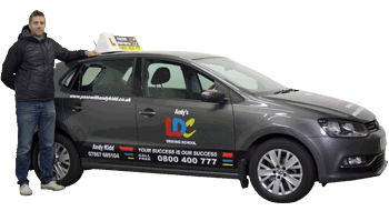 Andrew Kidd driving school car