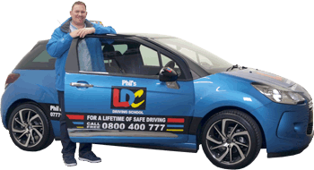 Phil Russell driving school car