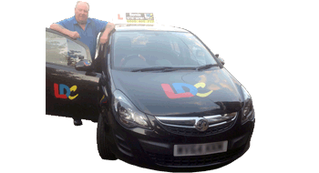 Bernie McFarlane driving school car